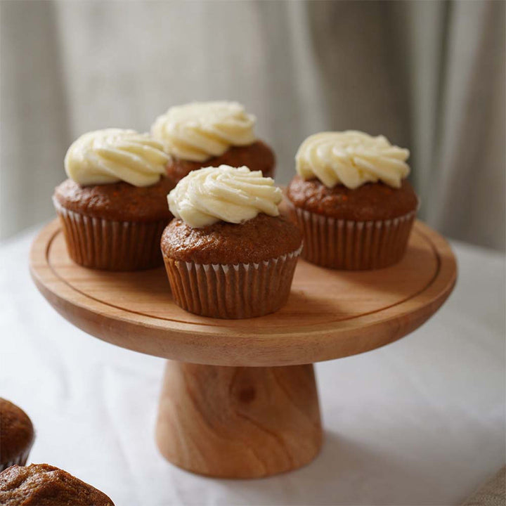 Mahogany Wood Cake Stand Medium Size, Handcarved Wooden Dessert Stand