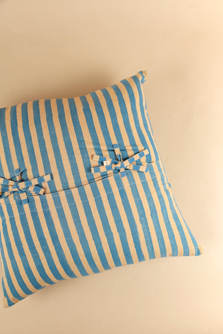 Oh! Stripes (Blue) Block Print Pillow