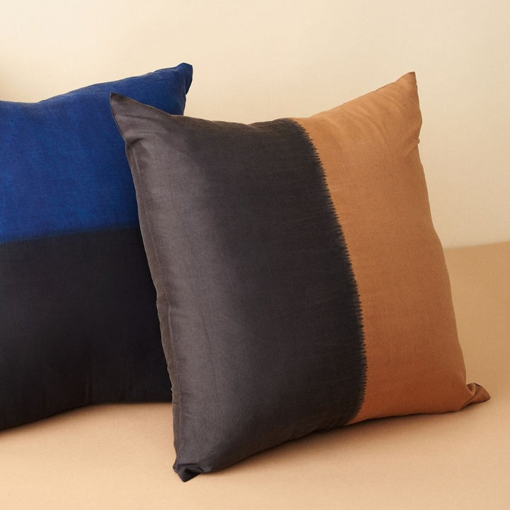 Kala Black & Gold Color Block Mulberry Silk Pillow