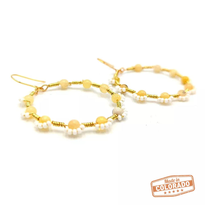 Daisy Flower Hoops Hypoallergenic 18K gold plated hoops