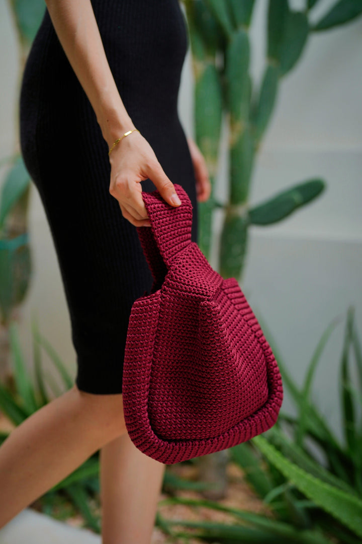 Mackenzie Knit Clutch in Maroon
