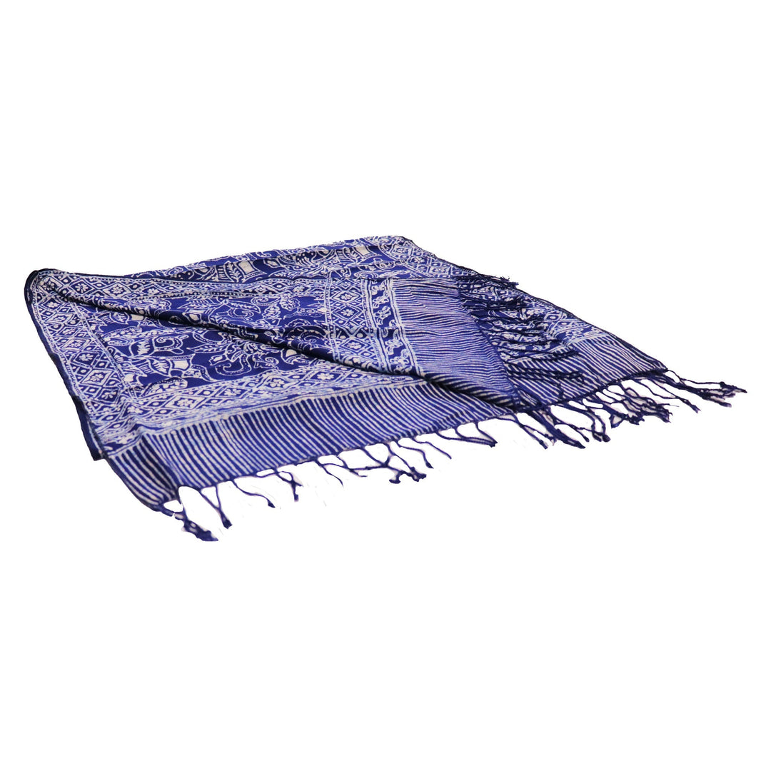Handmade Batik Scarf | Cotton | Wings, Blue