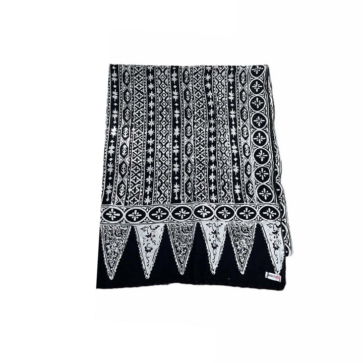 Hand Dyed Batik Scarf | 100% Cotton Fabric | Black & White, Geometric