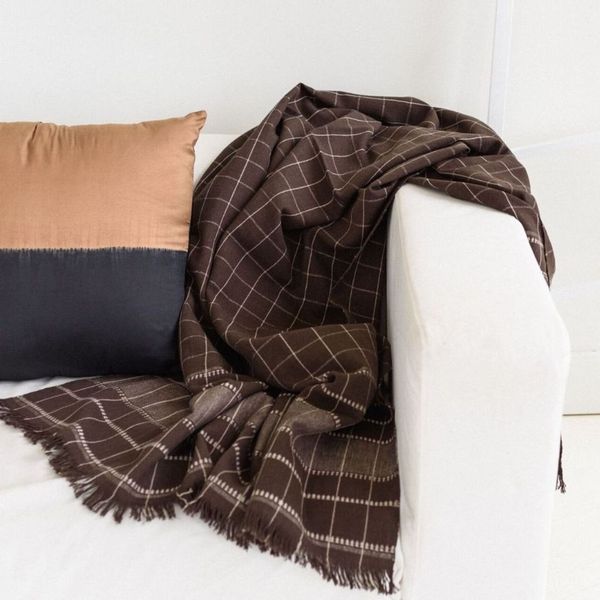 Treacle Checks Pattern Hand spun Organic Cotton Handloom Throw