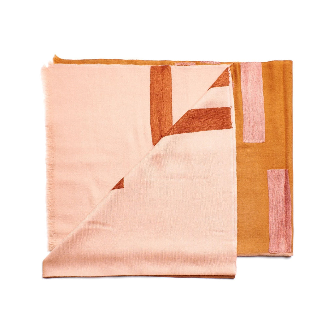 Canyon Hand Embroidered Hand Woven Merino Silk Soft Scarf