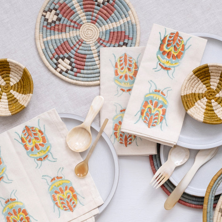 Hand Block Printed Napkin - Vernal Jewel Bug