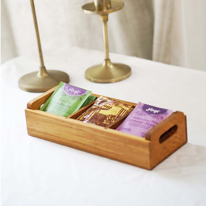 Teak Wood Rectangle Sugar Tray large