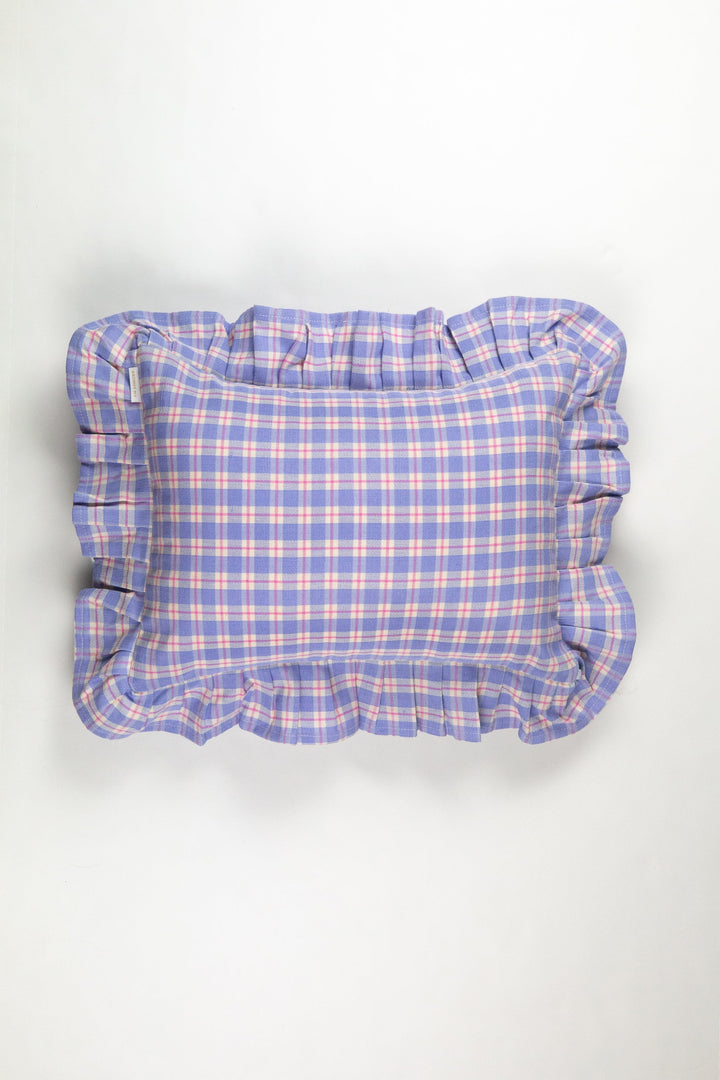 Archive NY Sofia Plaid Ruffle Pillow in Periwinkle