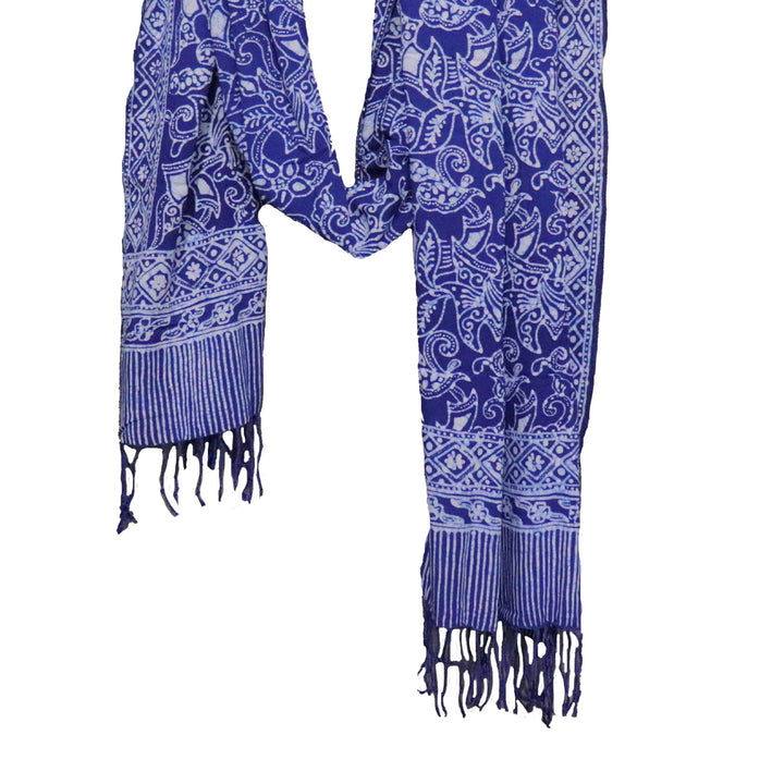Handmade Batik Scarf | Cotton | Wings, Blue