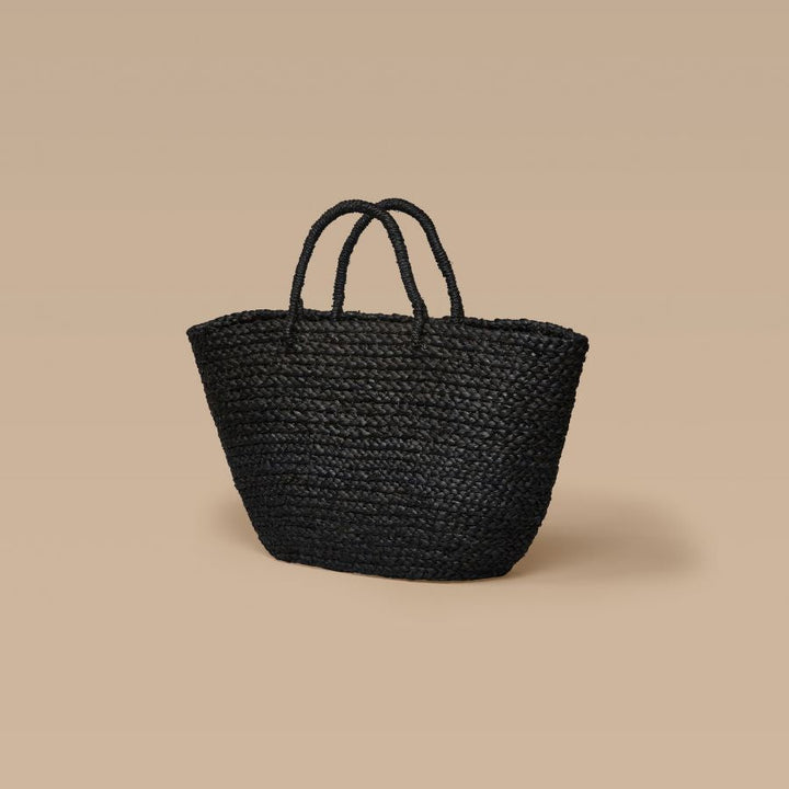 Braided Raffia Day Bag Black