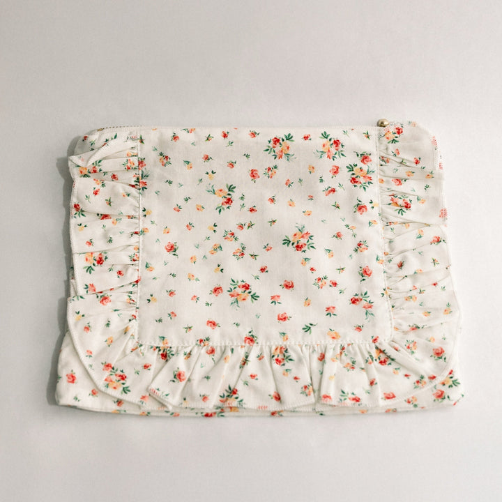 Clementine Bloom | Timeless Floral Ruffle Zipper Pouch