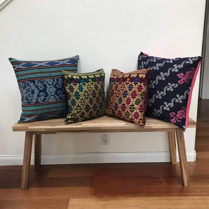 Handwoven Ikat Pillow Cover, Pink & Blue. Cover Only with No Insert. 20x20 inches, Cushion