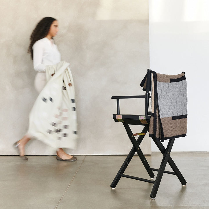 Muhu Brown Gray Hand Knitted Peruvian Alpaca Blanket / Large Plush Scarf