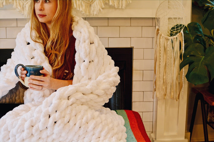 Chunky Knit Blanket - White