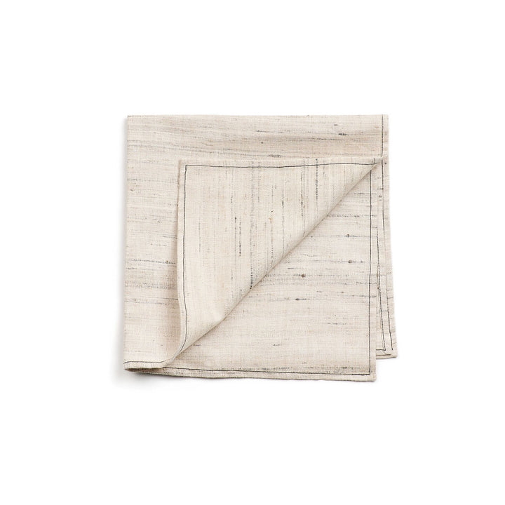 Kora Off White Peace Silk Handloom Napkin ( set of 4 )