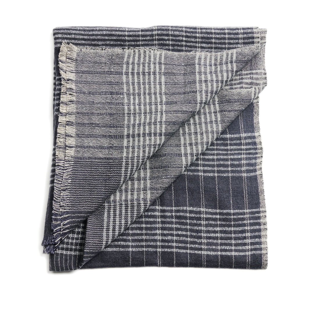 Alloy Dark Blue Stripes Pattern Soft Merino Linen Handloom Throw