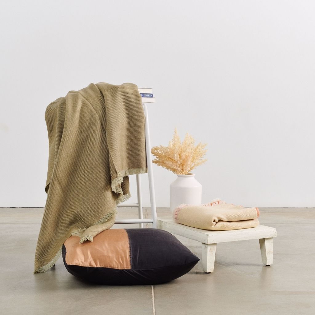 Kala Black & Gold Color Block Mulberry Silk Pillow