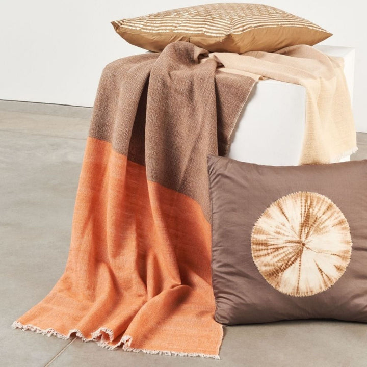 Chestnut Color Block Handwoven Soft Merino Throw