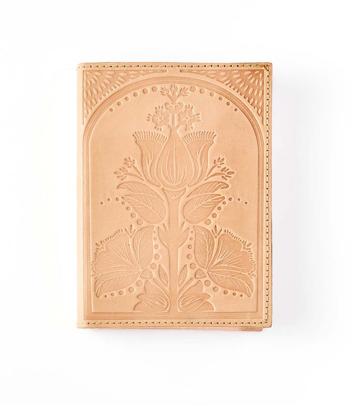 Embossed Neutral Leather Floral 5x7 Journal | Refillable Notebook