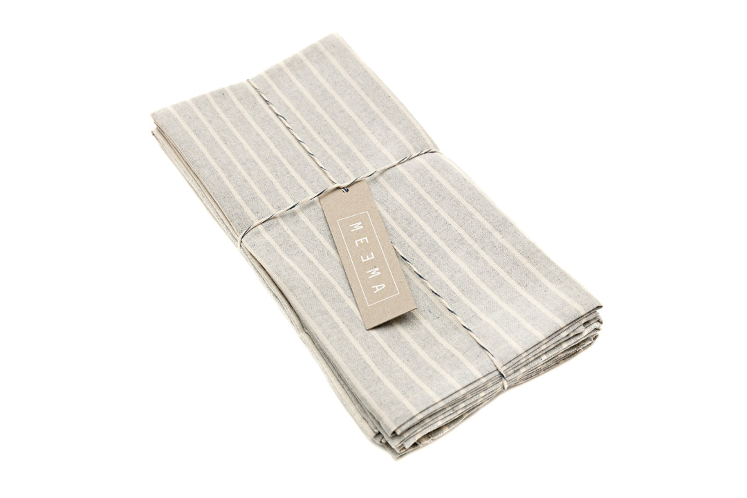 Cloth Napkins - Grey Striped and Natural Striped