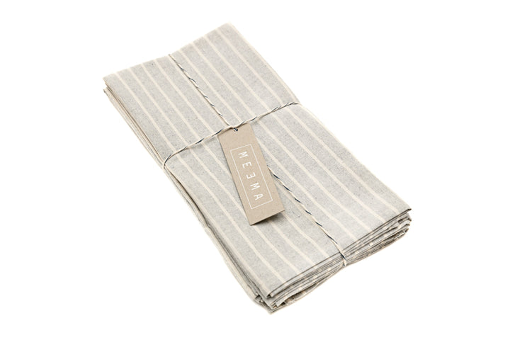 Cloth Napkins - Grey Striped and Natural Striped