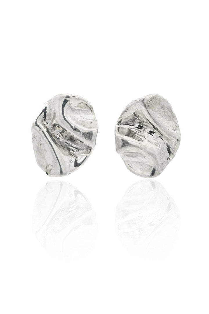 Perdido Folded Silver Stud Earrings