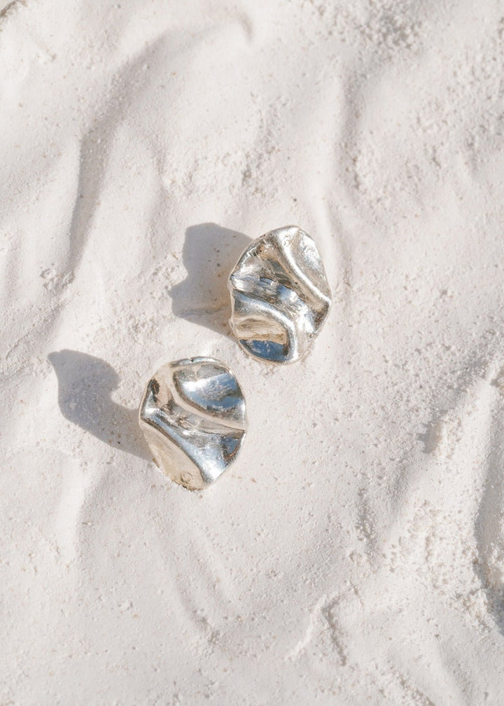 Perdido Folded Silver Stud Earrings