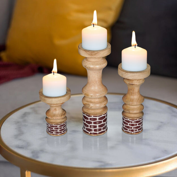 Gramercy Red Pillar Candleholder Set