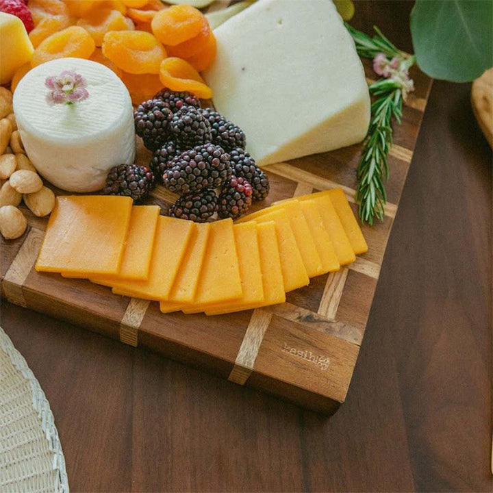 Two Toned Wooden Cutting Board / Charcuterie Board / Cheese Plate, Handmade