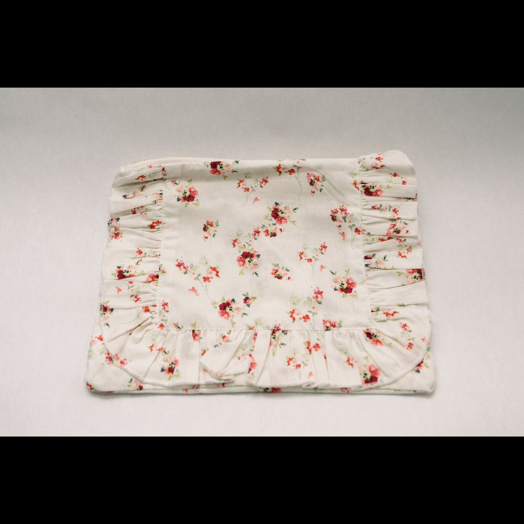 Scarlet Bloom | Timeless Floral Ruffle Zipper Pouch