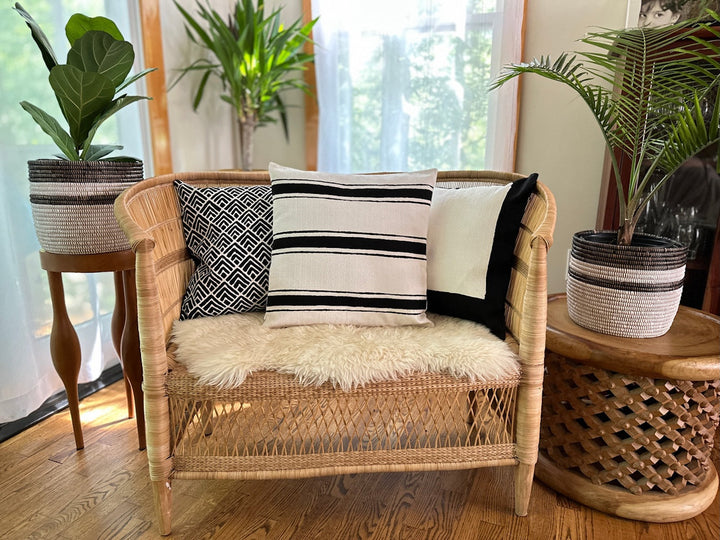 Striped White Sadza Pillow