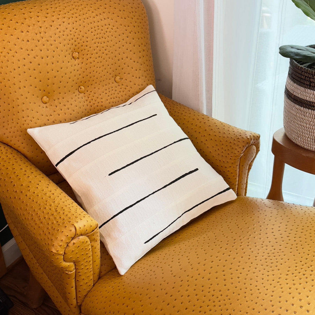 Crossing Lines White Sadza Pillow