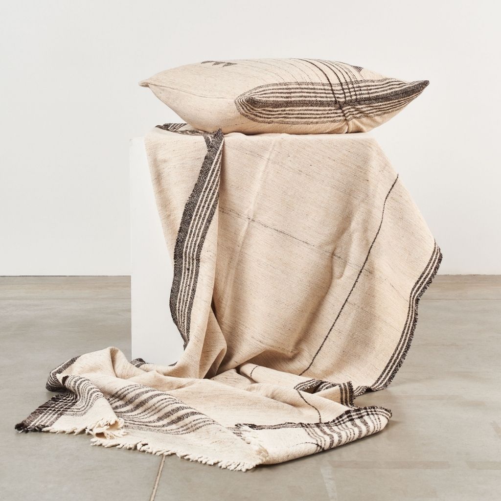 Seytu White  Striped Gently Textured Handloom Throw