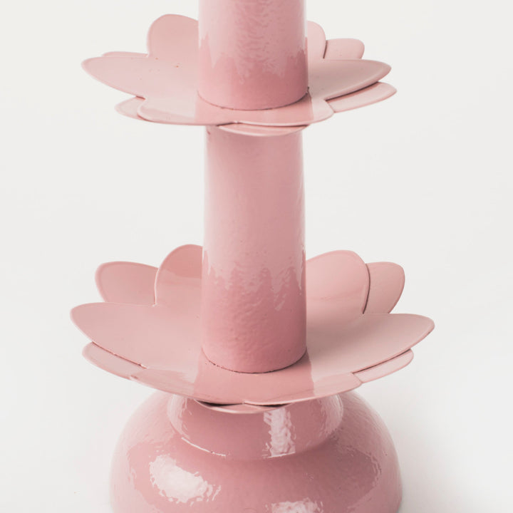 Lotus Bloom Tapered Pink Candleholders