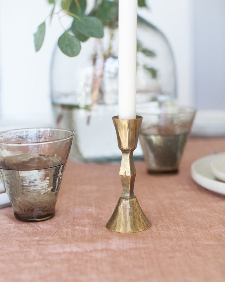 S/2 Low Diamond Candlestand - Brass Finish