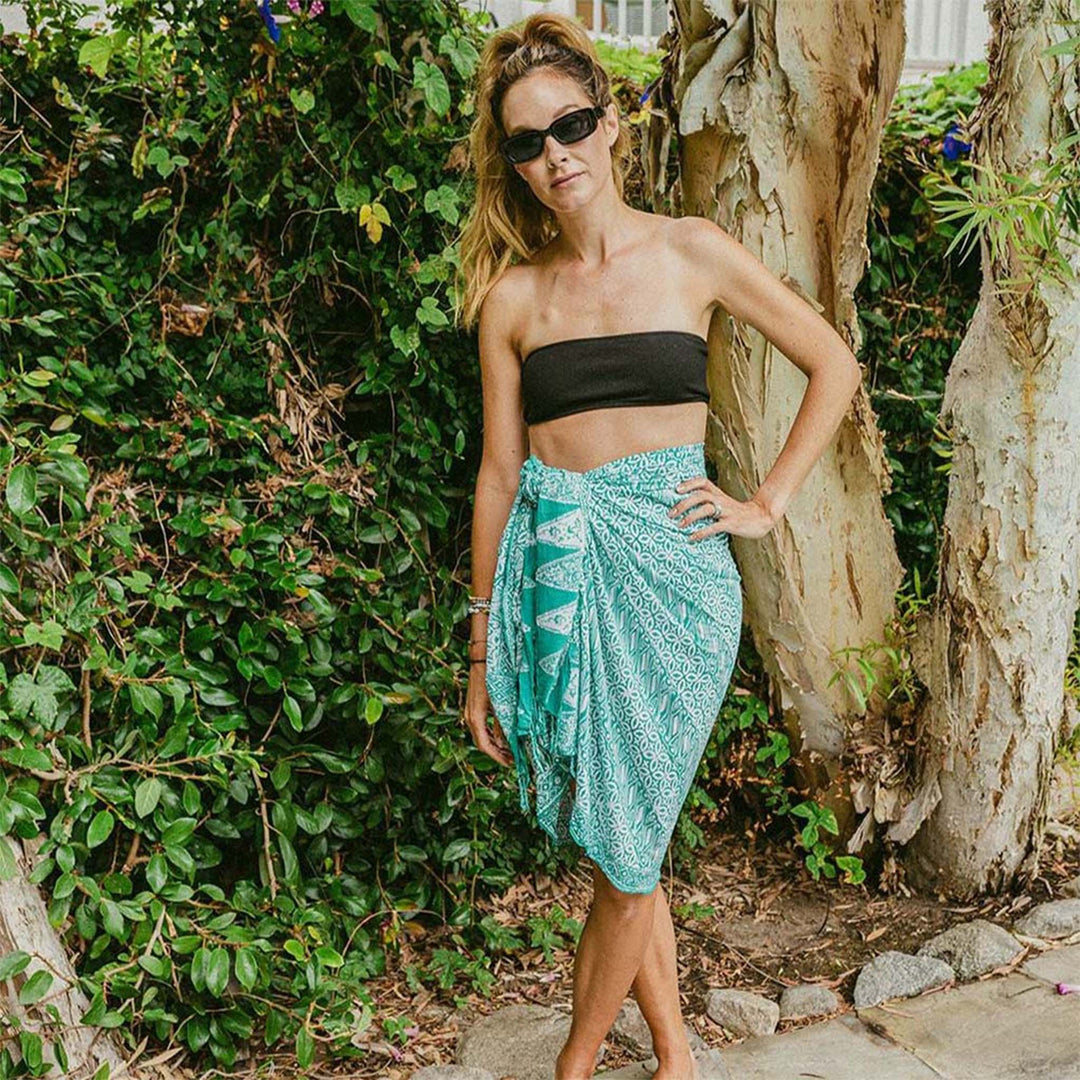 Batik Shawl Sarong Wrap, Green Royalty, Hand Dyed, 100% Cotton