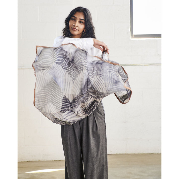 Samu Hand Crafted  Shibori Print Silk Chiffon Sqaure Scarf