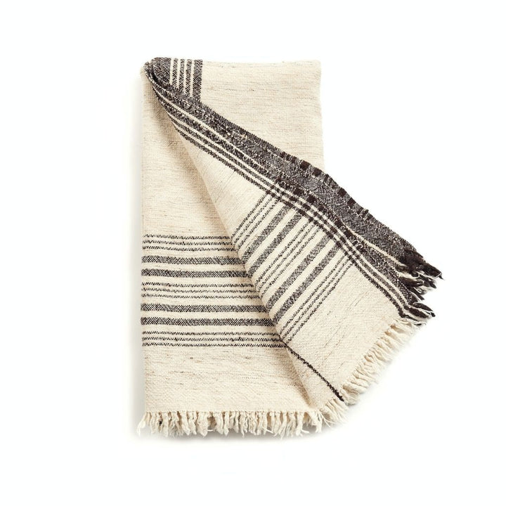 Seytu White  Striped Gently Textured Handloom Throw