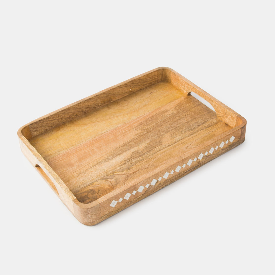 Artisan's Grace Carved Wooden Large Tray