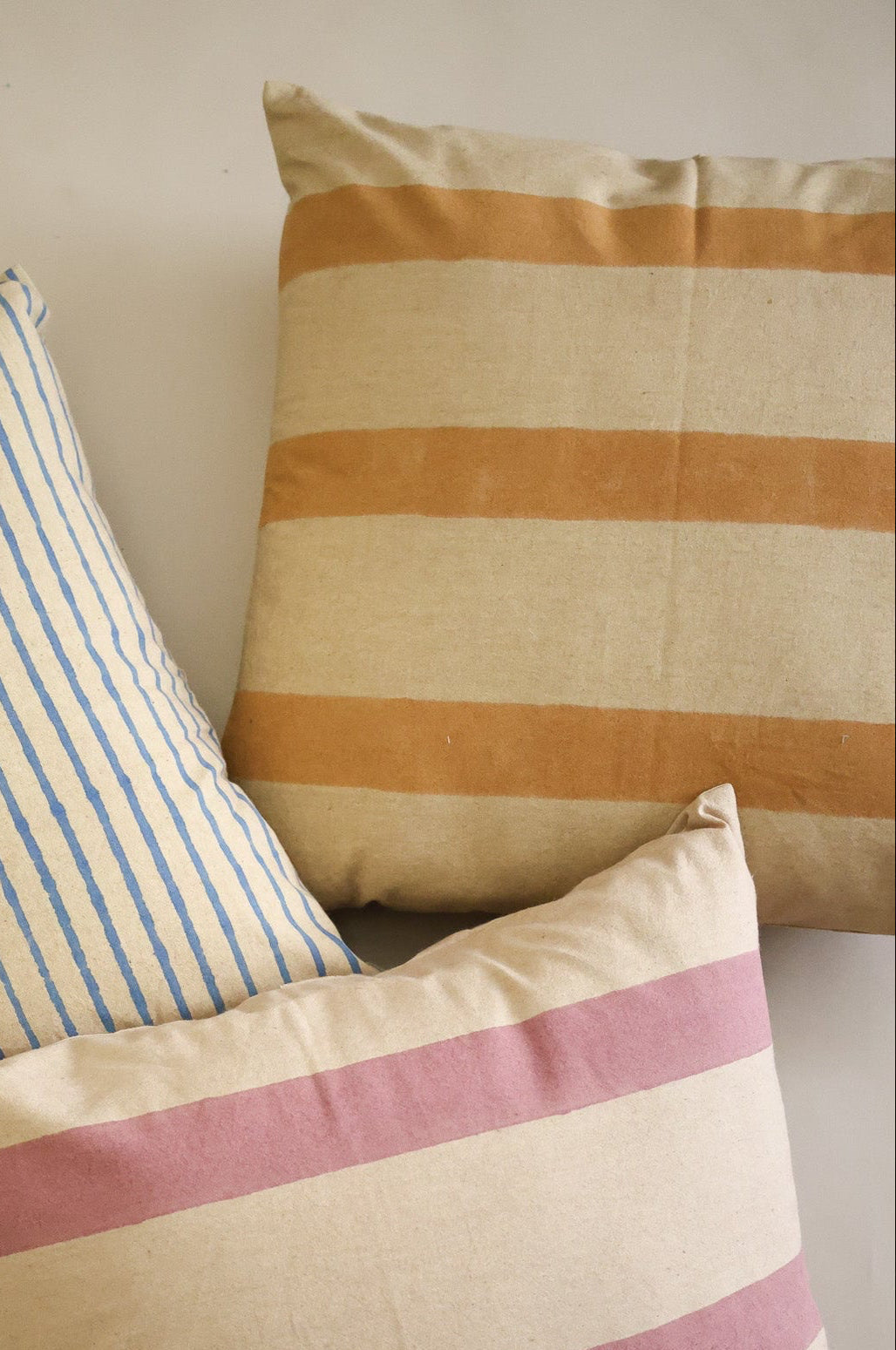 Oh! Stripes (Ochre) Block Print Pillow