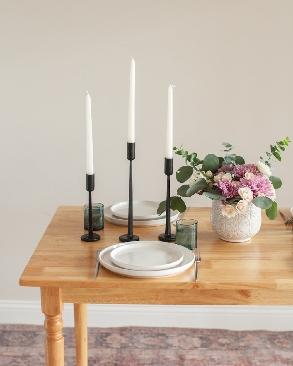 S/3 Dante Candlesticks - Black Finish