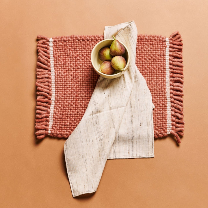 Kora Off White Peace Silk Handloom Napkin ( set of 4 )