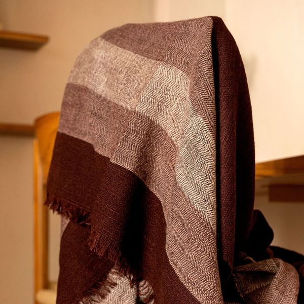 Plush Maroon Plush Merino Queen Bedspread / Large Throw