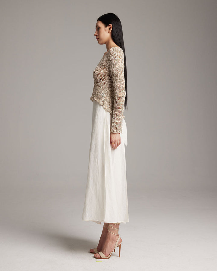 Marble Loose Knit Midlength Crop Sweater