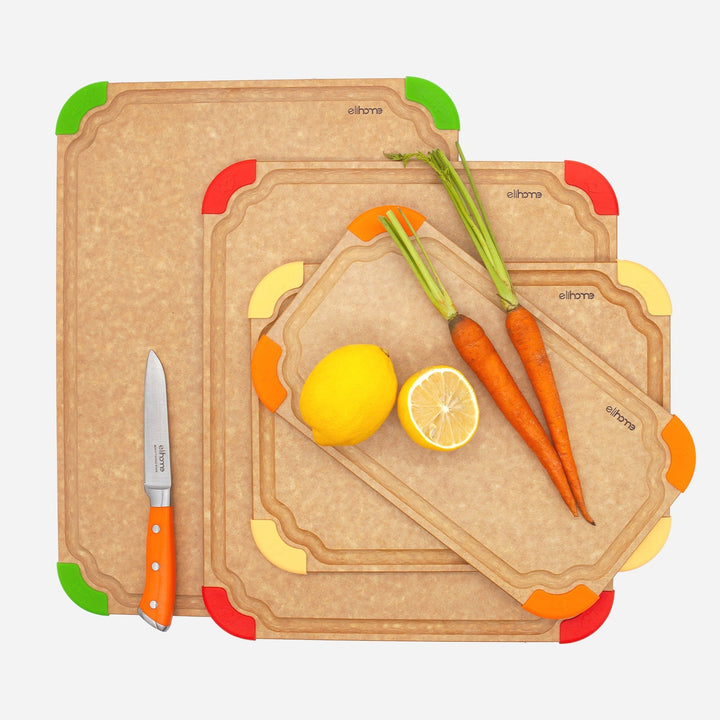 Premium Series 4 Pieces Cutting Board Set | Non Slip & Color Code | S, M, L, XL