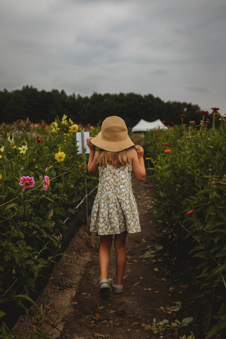 Hikari Pintuck Dress | Mustard Sage Blossom
