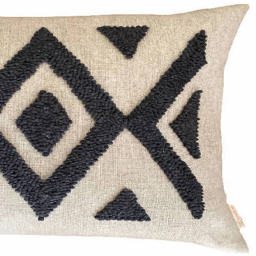Punch Needle Ndebele Lumbar Pillow - Pattern 2