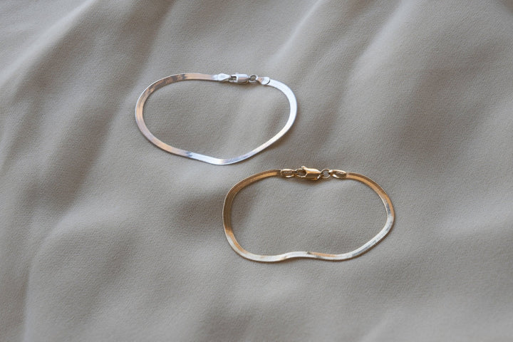 Slinky Gold Herringbone Chain Bracelet