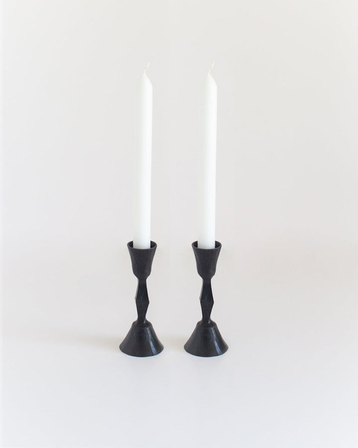S/2 Low Diamond Candlestands - Black Finish