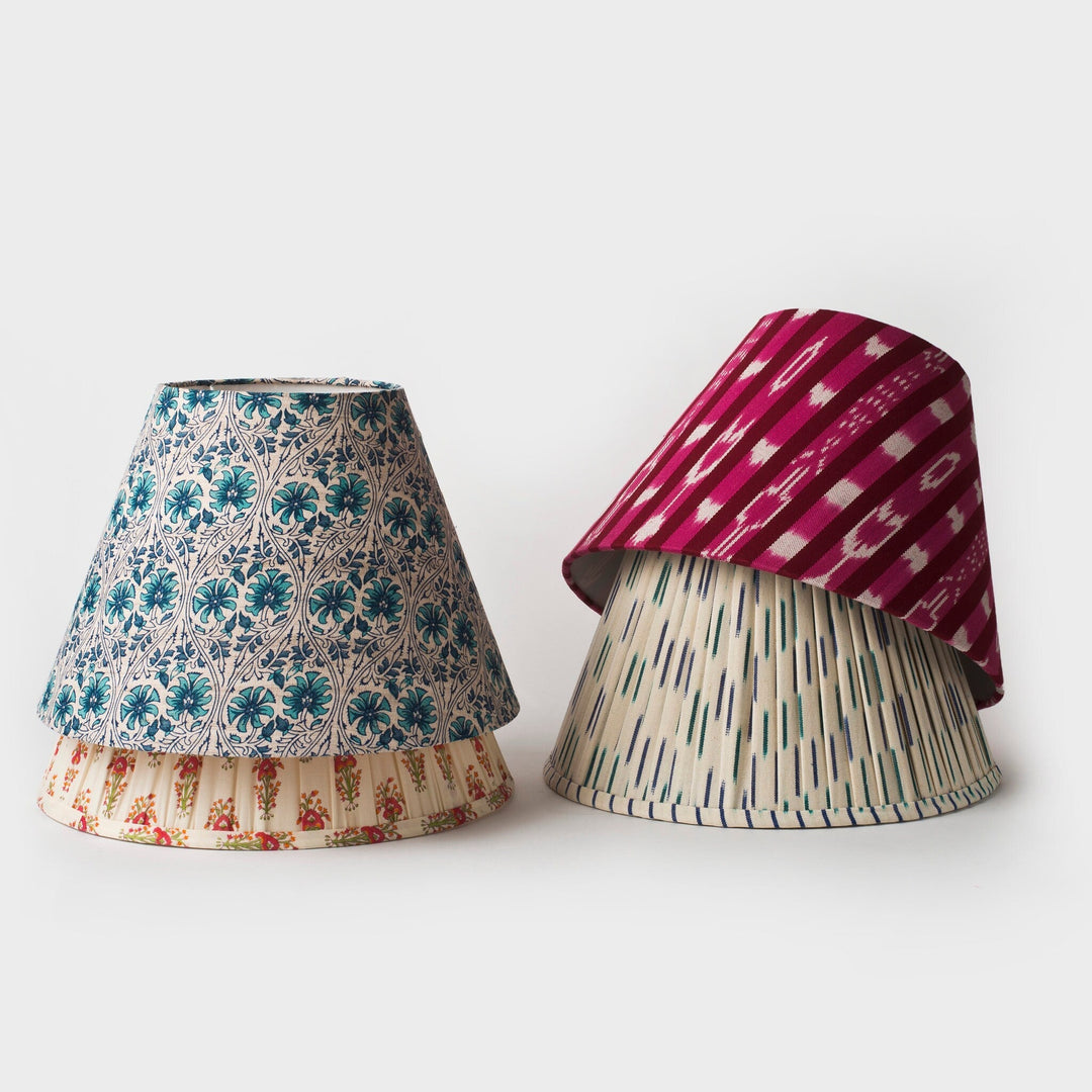 Ikat Blue Pleated Lampshade